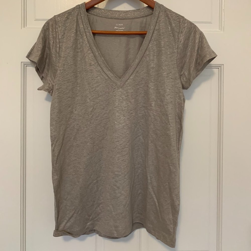 J.Crew Glitter Linen Blend Tee